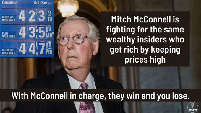 President Biden is dealing with a plethora of issues. Lives are on the line right now. Instead of helping Americans you, Mitch McConnell use this time to lie for your rich lobbyist donaters blaming Potus for inflation that they cause.

#ONEV1 #OVArrow #GOPBetrayedAmerica