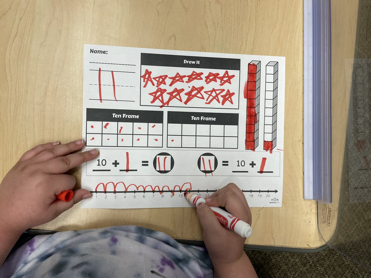 cogswell_ben's tweet photo. Our first #mathrep with teen numbers. Because of all the work with numbers 1-10 this was a breeze for the @KindRockets
@NowaTechie @Techy_Jenn @eduprotocols #alisalstrong #alisalfuerte https://t.co/5RpAD76UD3