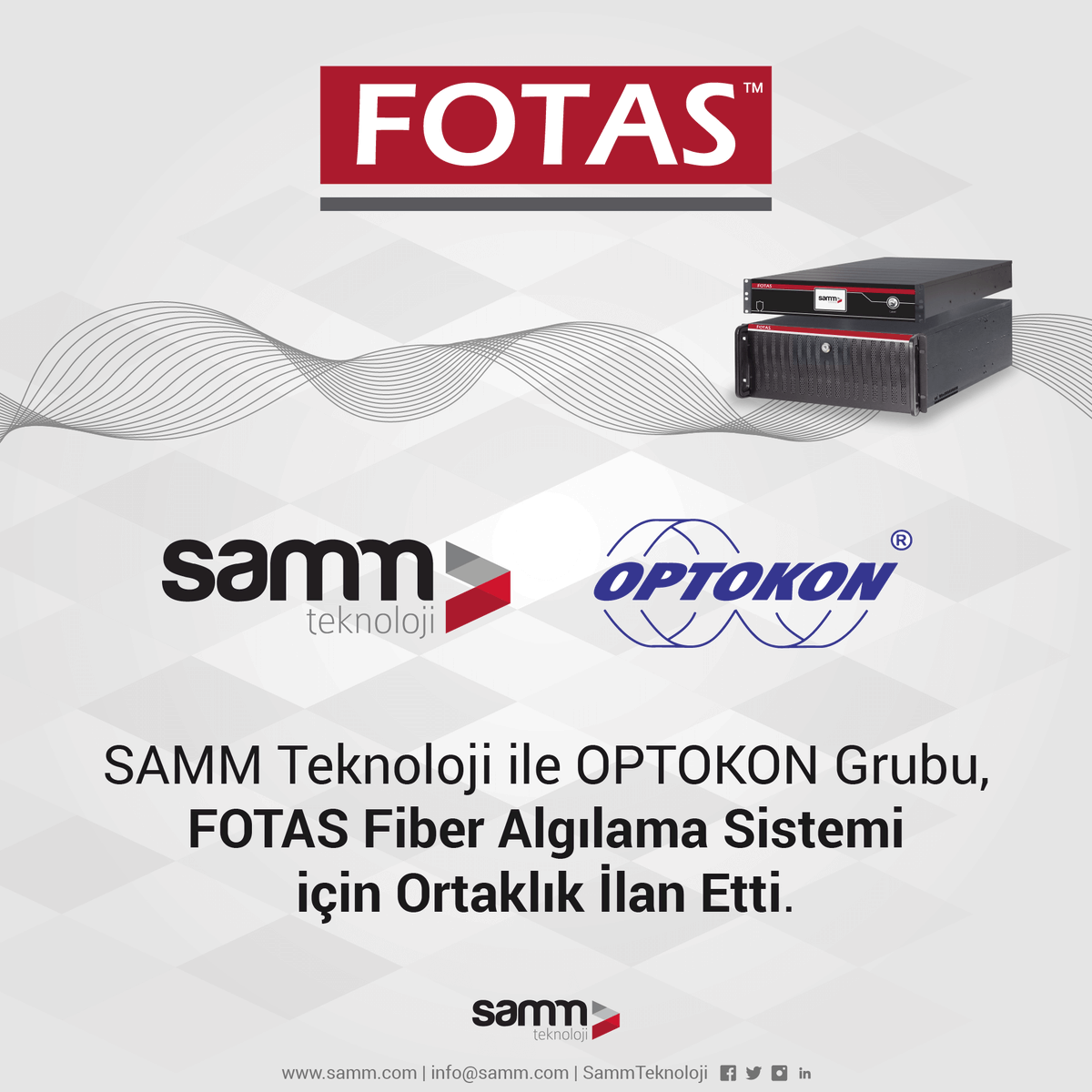 SammTeknoloji's tweet photo. SAMM Teknoloji olarak; “FOTAS (Fiber Optik Tabanlı Dağıtık Akustik Algılama Sistemi)” için merkezi Çek Cumhuriyeti'nde bulunan OPTOKON Grubu ile stratejik ortaklık kurmanın mutluluğunu yaşıyoruz. 🤝
Detaylı bilgi: https://t.co/5fGFFUMRnv
#Fotas #Optokon #SammTeknoloji https://t.co/OC3oUYZjF0