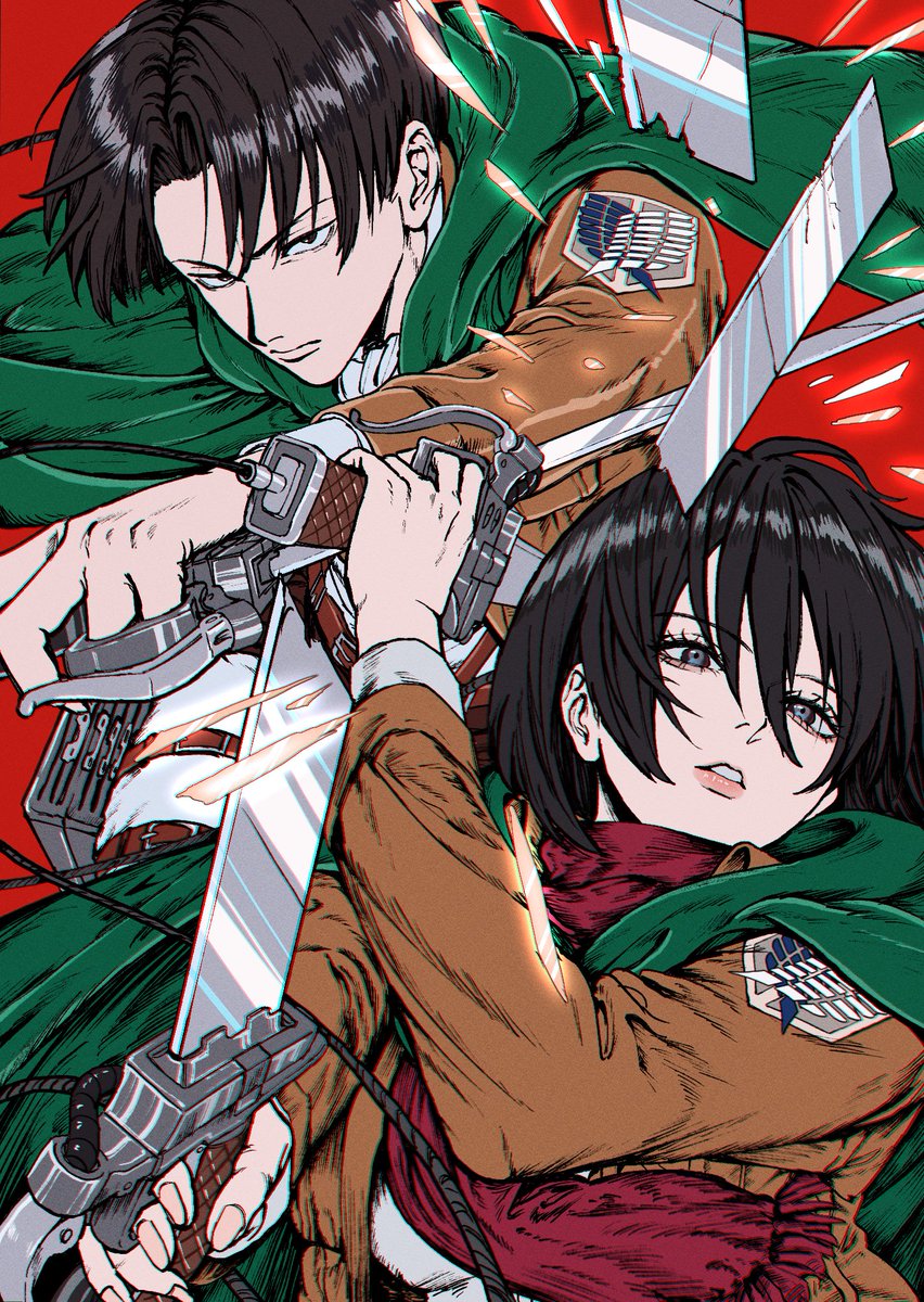 levi (shingeki no kyojin) 1boy male focus black hair paradis military uniform weapon solo jacket  illustration images