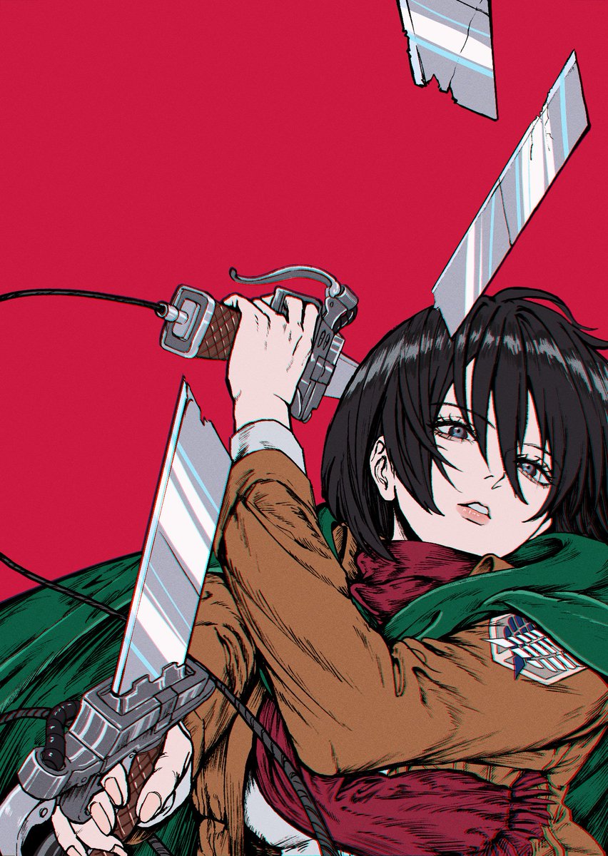 levi (shingeki no kyojin) 1boy male focus black hair paradis military uniform weapon solo jacket  illustration images
