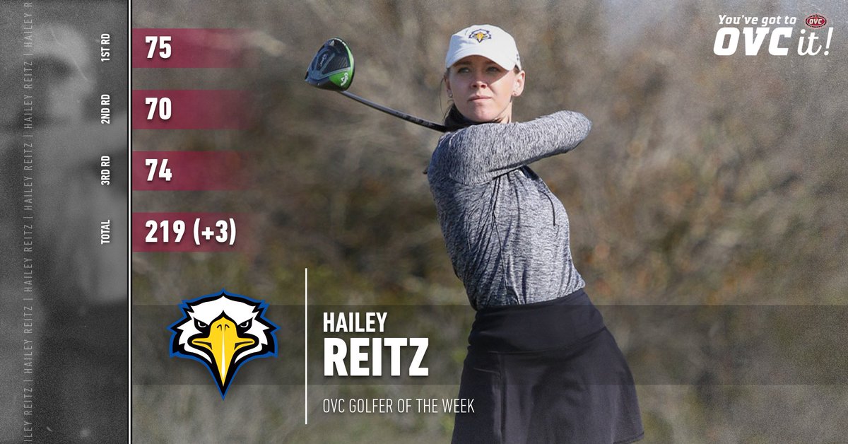 OVC Female Golfer ⛳ of the Week: <a href="/MSUEaglesWGolf/">MSU Women's Golf</a> Hailey Reitz

• Finished tied for 4th out of 89 at Rivertowne Invitational; helped Eagles finish 3rd as a team

#OVCit | #SoarHigher