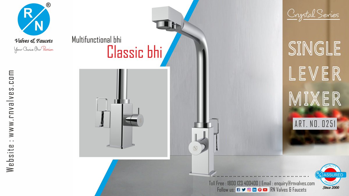 RNValves's tweet photo. RN Valves &amp; Faucets presents you with a faucet that matches the needs of our customers. The single lever mixer is extremely stylish &amp; provides you an aesthetically pleasing look.
#SingleLeverMixer #RNSingleLeverMixer #ModernTaps #TapsforBathroom #BathroomTaps #rnvalves https://t.co/FspKrTY7Ey