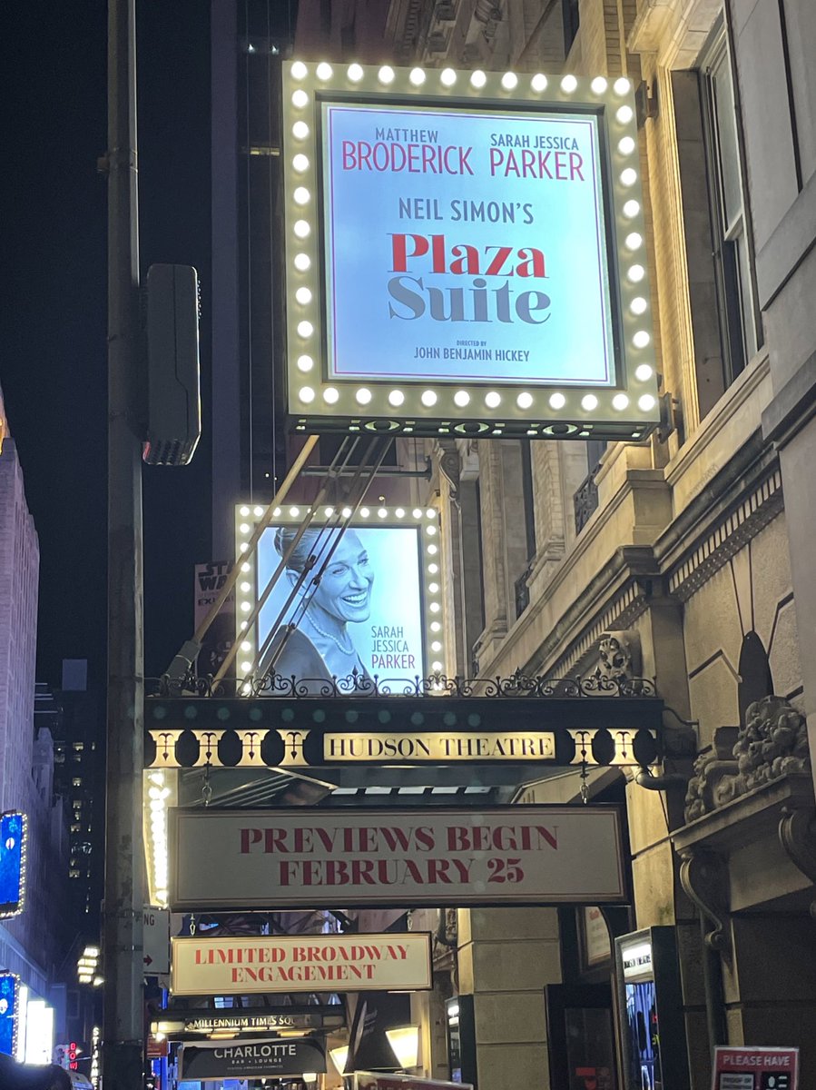 A sensational <a href="/SJP/">Sarah Jessica Parker</a> and #matthewbroderick shine through three acts, six characters and a thousand laughs. Up close, it is genuine warmth, nuanced connection and physical, slapstick comedy—unexpectedly effective, unbelievably hilarious. An iconic new york moment! @plazasuitebway