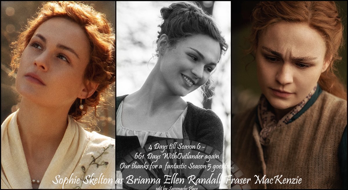 SassenachPlace's tweet photo. #Outlander #Droughtlander
#WithOutlanderAgain Day 661 - 4 Days till Season 6
#ThanksToTheCast #S5
Sophie Skelton as Brianna "Disturbance" Ellen Randall Fraser MacKenzie
@AngusAngels @apapworth58 @LuckeyLass @rosannefrank25 @10MinDQ @brittafahl70
@danielalippke @LallyFawn https://t.co/5CNUGLtINL