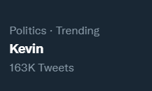 KosherPlug's tweet photo. Kevin is trending under the Politics section of twitter? Things are getting outta hand 🤣 https://t.co/VKmWAHXo0r