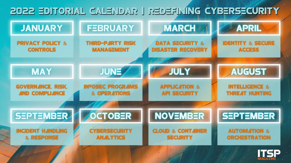 We have a lot of cybersecurity to redefine here on @RedefiningCyber Podcast w/@Sean_Martin @ITSPmagazine

Check out the editorial calendar to see what we're up to next 📆🎙⤵️
itspmagazine.com/redefining-cyb…

APRIL: #Identity #PrivilegedAccess #Credentials #RemoteAccess #ActiveDirectory