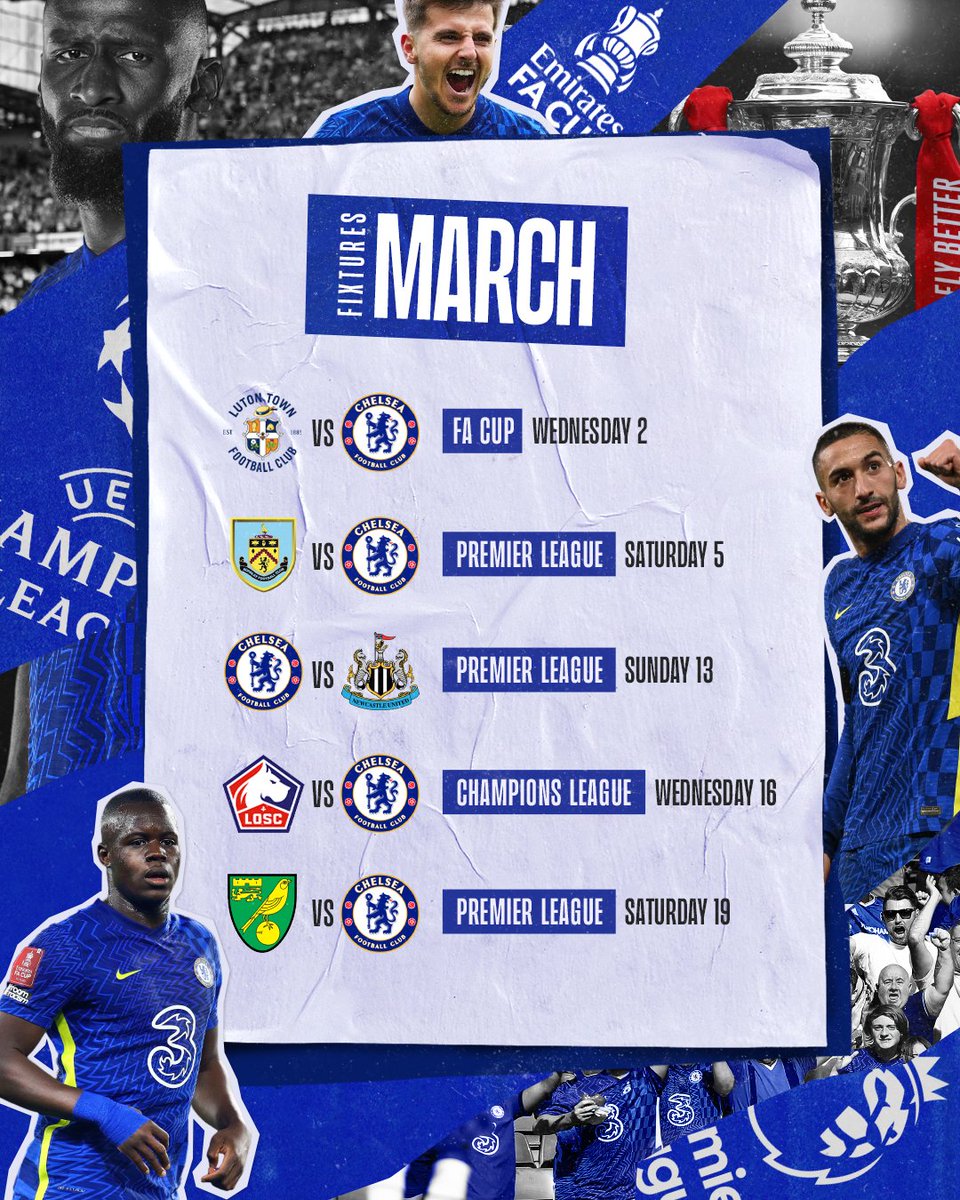 GarySnazMeyer's tweet photo. Busy March month of madness starts today against #LUTCHE in the #FACup - Let's go #Blues 💙

A perfect 6 from 6 LOADING...
#CFC I #KTBFFH I #TRUEBLUE https://t.co/PxLY6H2KvD