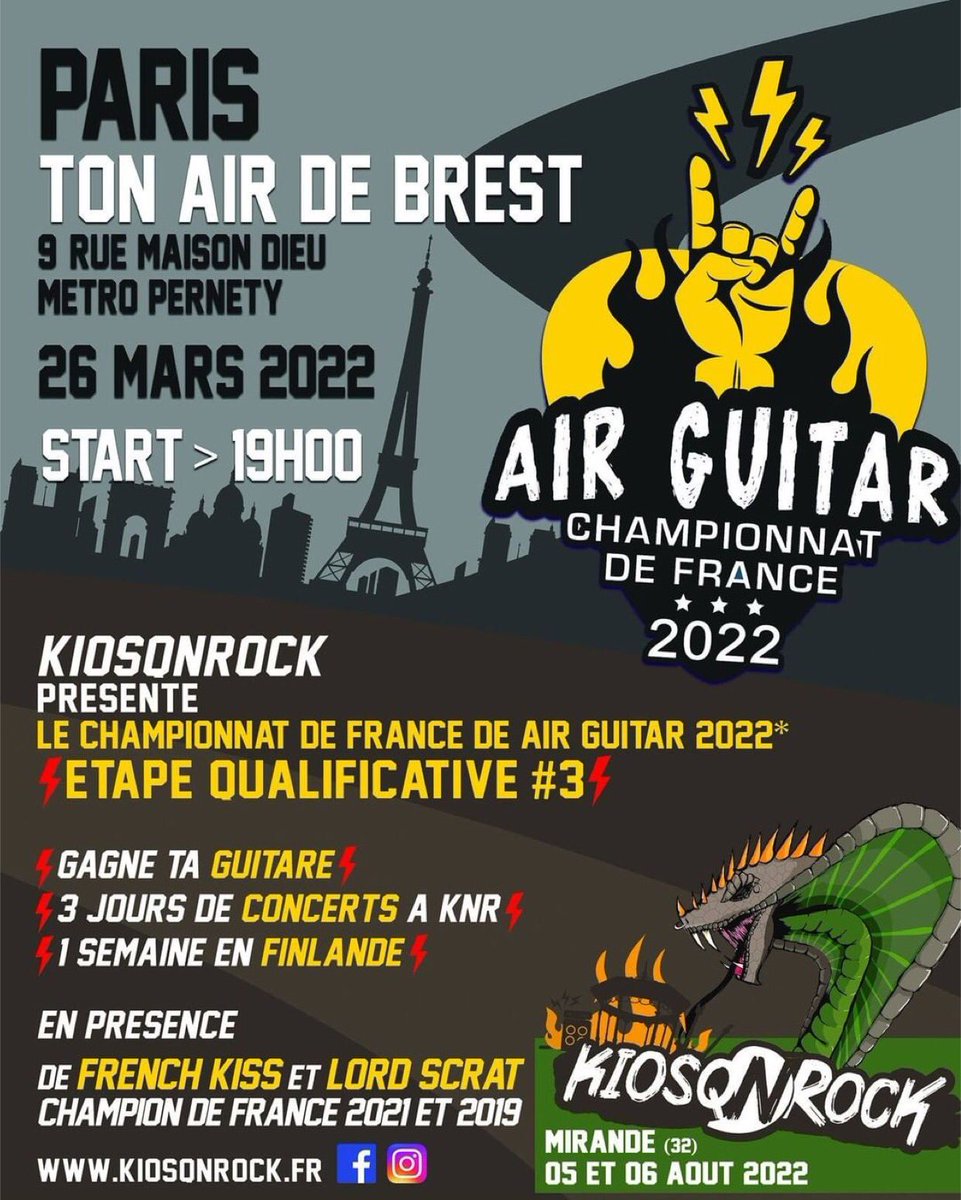 26 March 2022 #Paris #Airguitar #France #kiosqnrock <a href="/LordScrat6_0/">Lord Scrat</a> #FrenchKiss #MakeAirNotWar