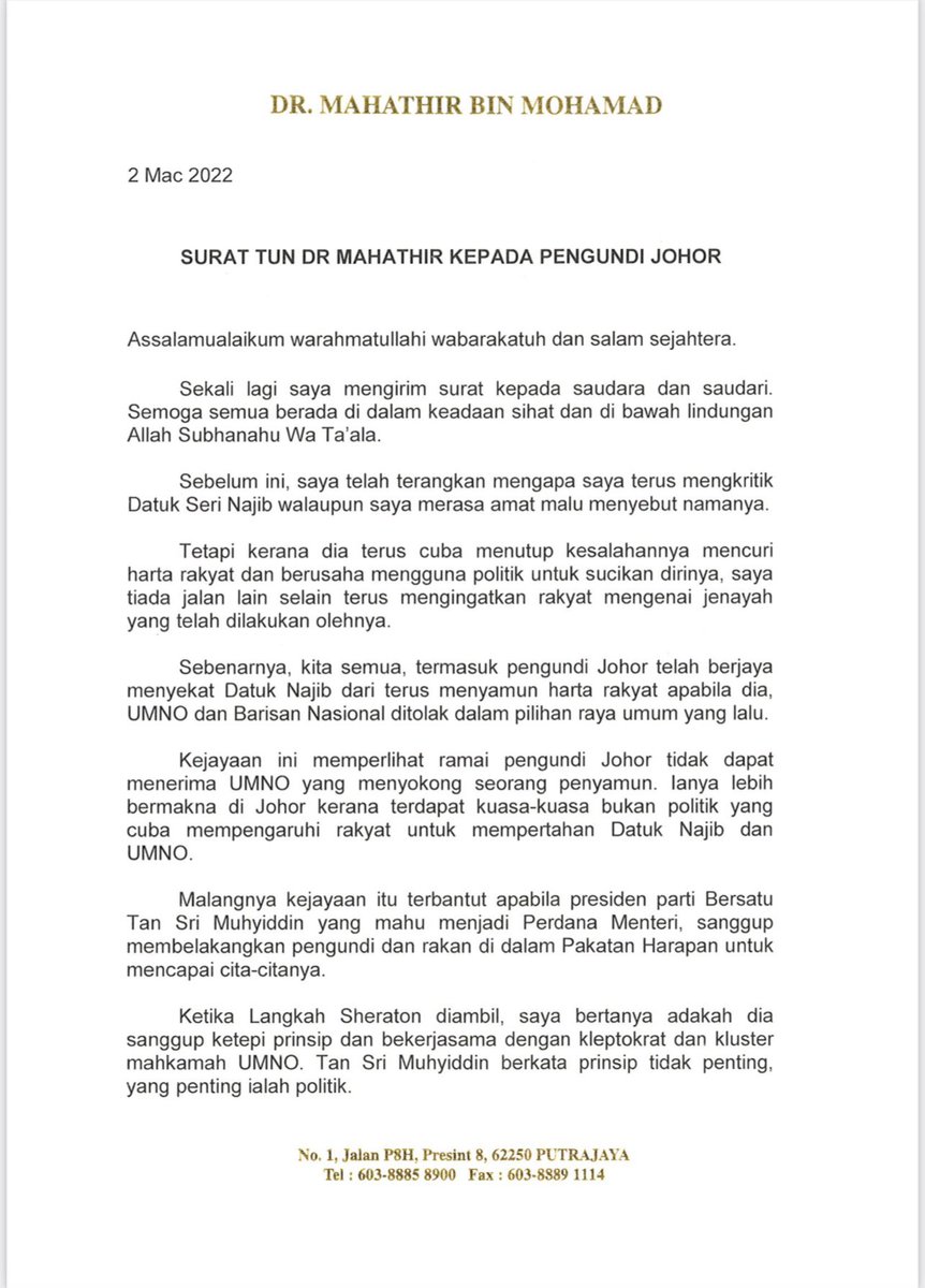 nizambashir's tweet photo. Warkah Ke-3 Pengerusi Parti #PejuangTanahair kepada Pengundi Johor.

Dijemput baca.

#JohorMemilih #Rengit #BatuPahat https://t.co/556gYQ14QP