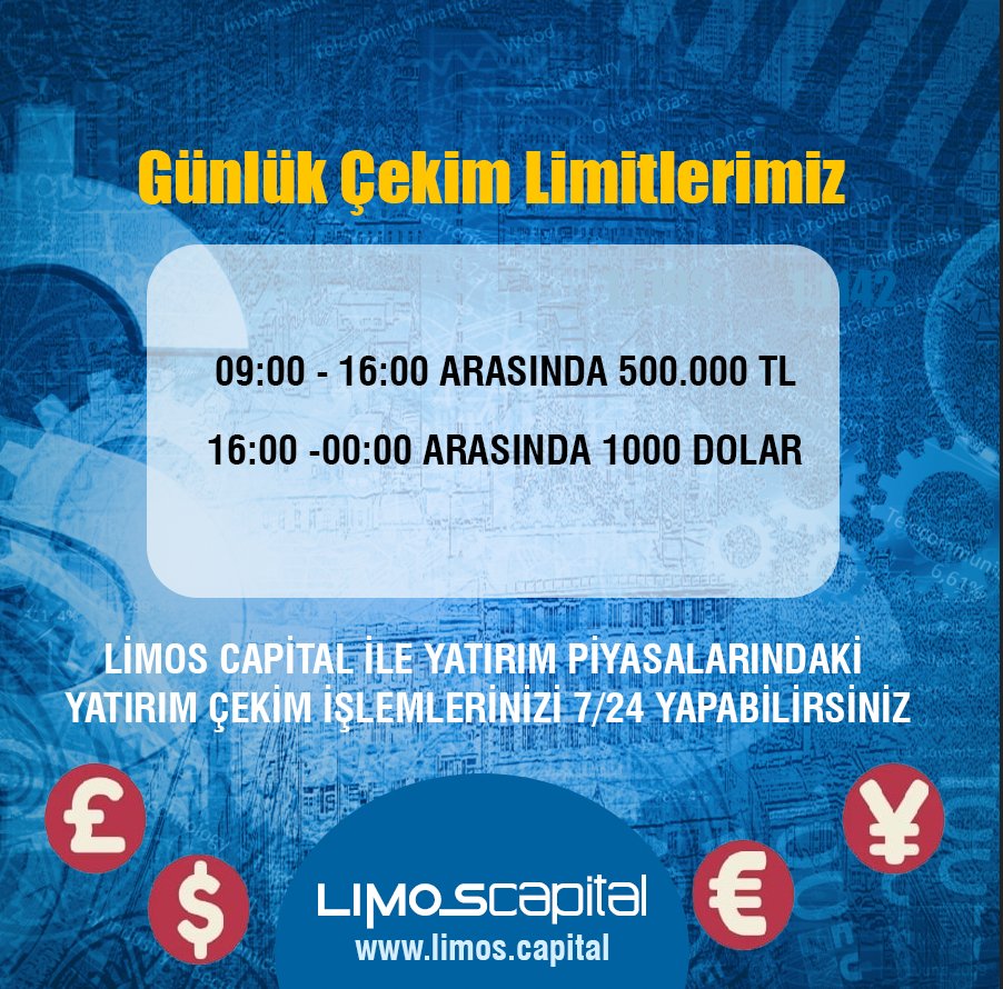 limalcapital's tweet photo. Günlük çekim limitlerimiz #Limoscapital #sinyal #fx #forexsinyal #para #sinyal #forexturkiye #dövizkuru #döviz #borsa #foreks #finans #ekonomi #haber #yatırım #girişimcilik #foreksturkiye #coin #bitcoin https://t.co/W7gRo68x86