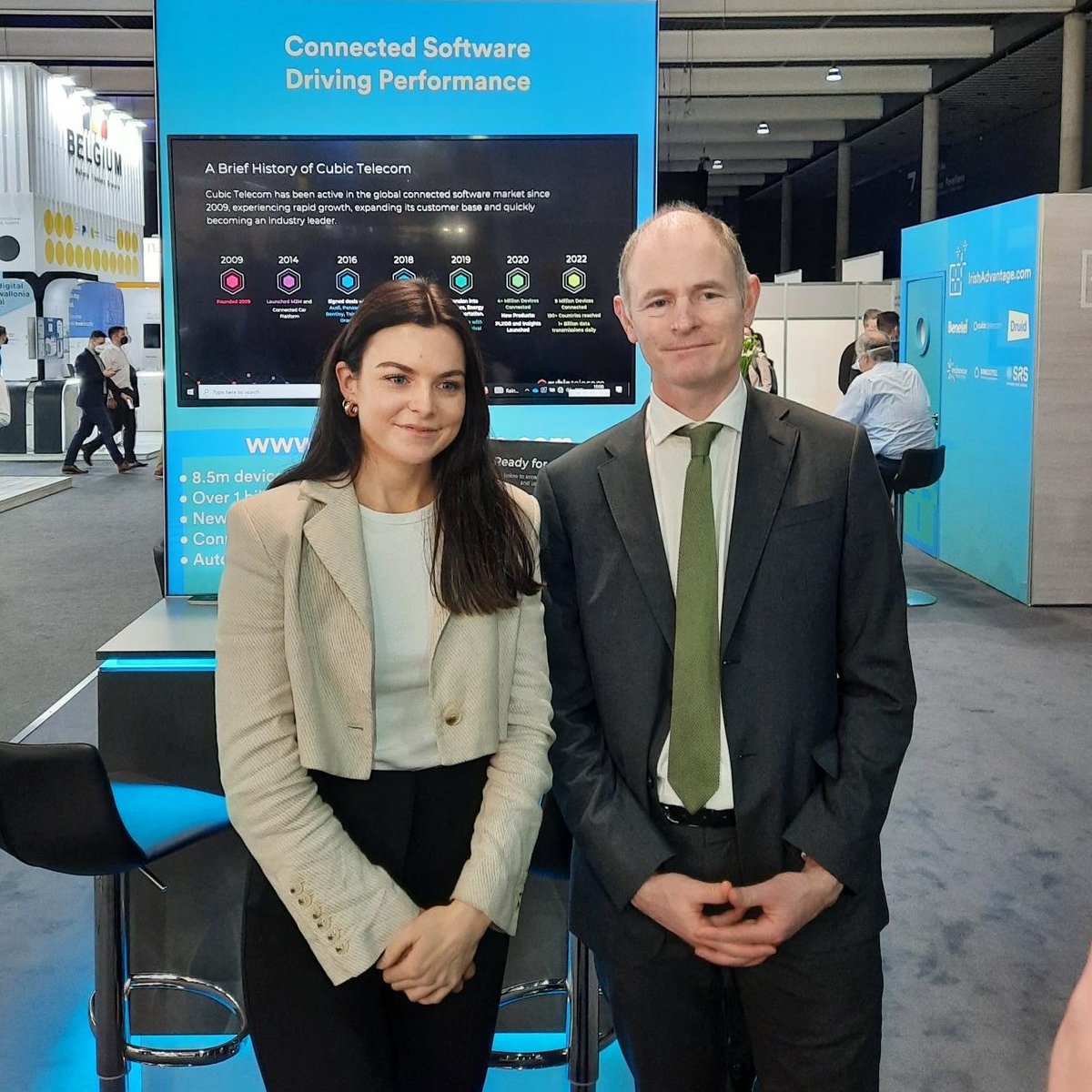 Entirl's tweet photo. Minister @smytho visited MWC Barcelona this week, the world’s largest mobile technology event.
 
Enterprise Ireland-supported companies including @BenetelLtd, @cubictelecom, @druid_software, Endeavour Technology, @Ringotel_en &amp; @SrsSystems are exhibiting at the Ireland Pavilion. https://t.co/zxzTOIKaSy