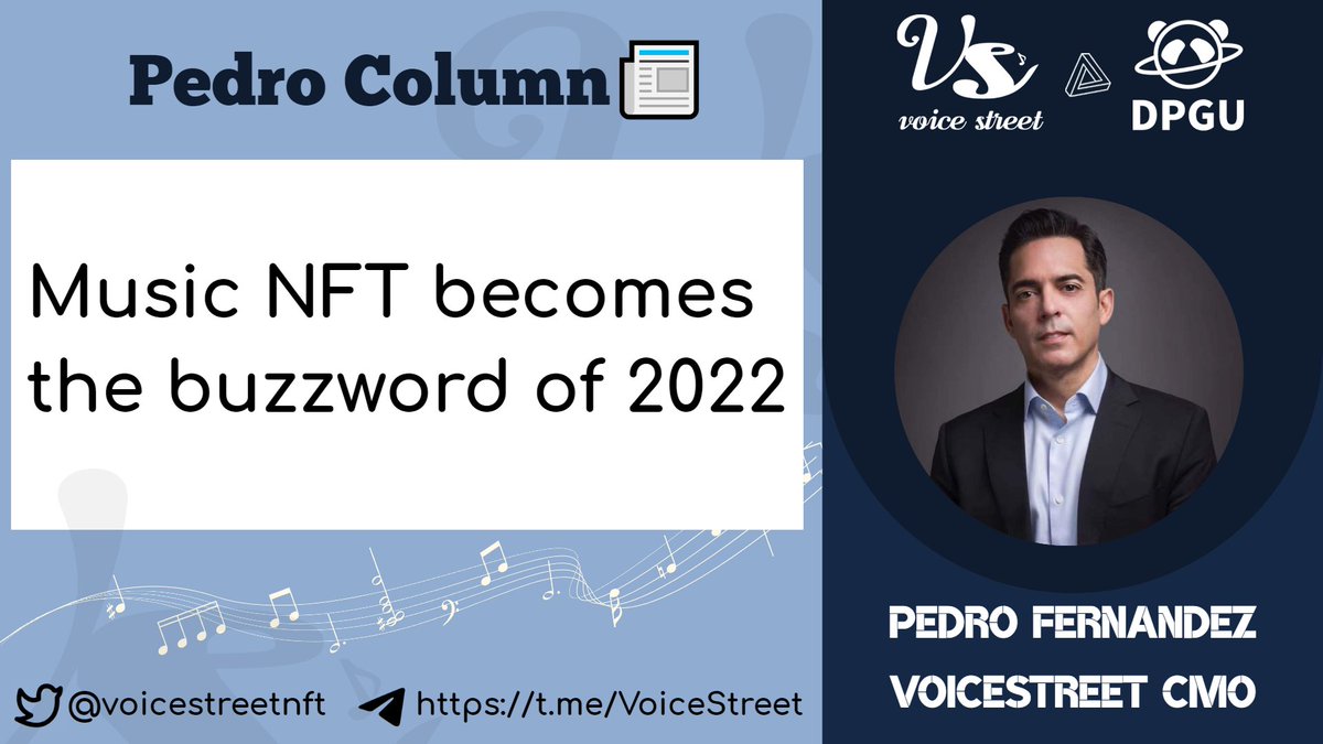 voicestreetnft's tweet photo. 📢Attention,It’s Pedro column📰
Our CMO @dezPeri  just updated an article about the reasons why #music #NFT becomes the buzzword of #2022🚀#VoiceStreet are the #musicNFT platform to build a bridge between artists and fans through #imo and #metaverse game.

https://t.co/pRXhDC4V8A https://t.co/5BuNEzORe3