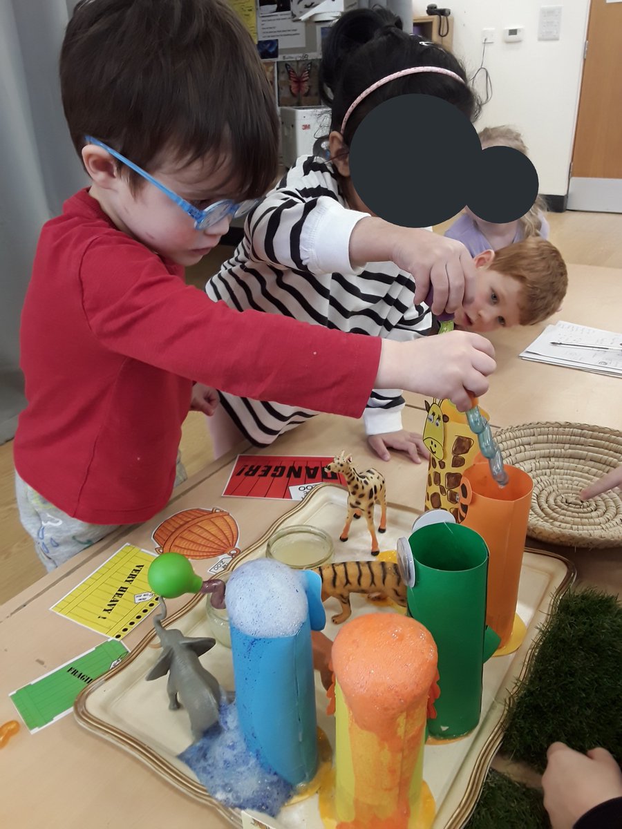 Fizzy animal heads! We had  great fun in the #atelier as we watched our favourite dear zoo animals fizz and bubble before us. We loved reiterating the phrases from the book too. "Camel is very grumpy send him back" "he is too jumpy" <a href="/NDNAtalk/">NDNA</a> <a href="/cosydirect/">Cosy Direct</a> #WorldBookDay