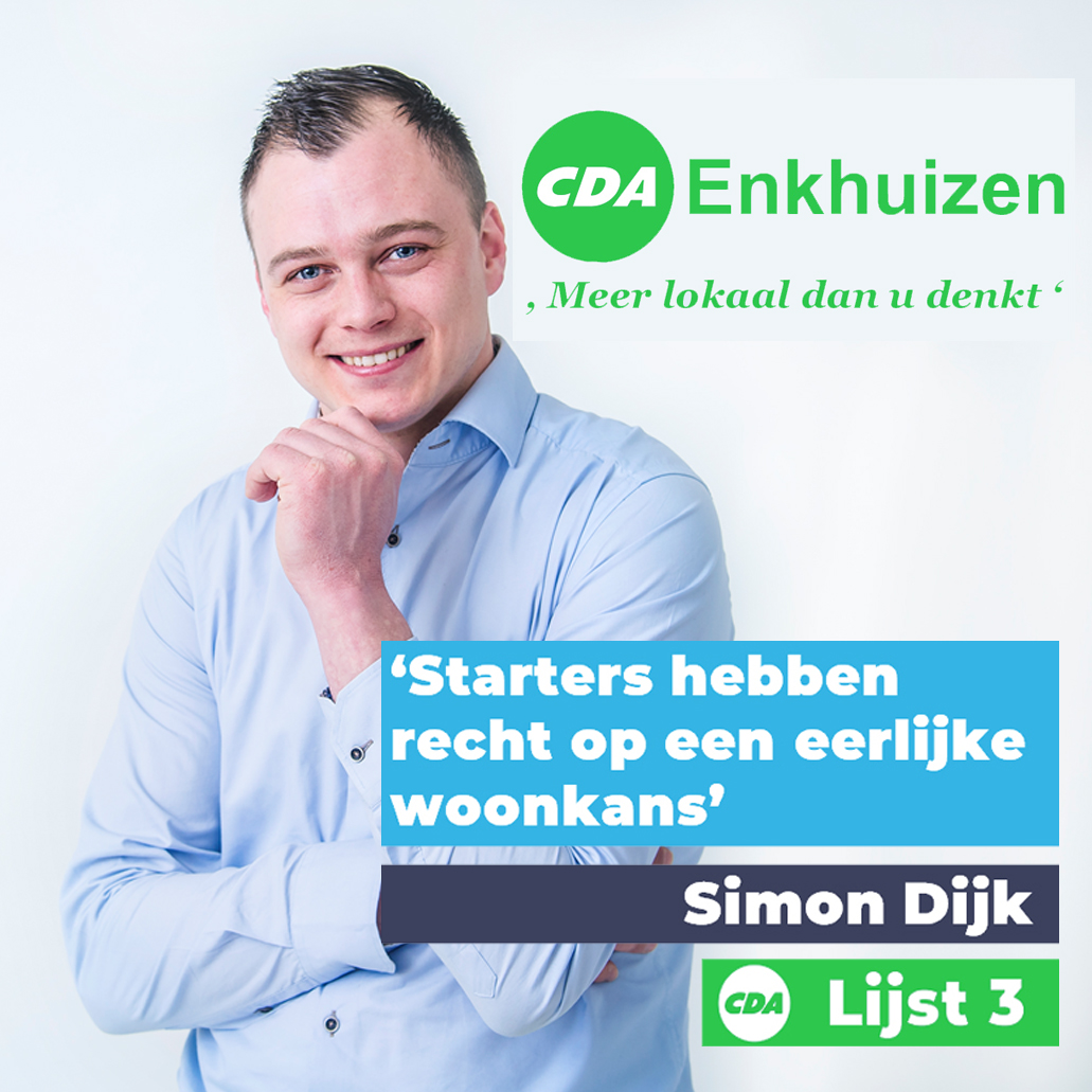 CDAEnkhuizen's tweet photo. Simon Dijk: ,,Starters hebben recht op een eerlijke woonkans.''
Simon zet zich in voor jonge starters die door de krapte op de woningmarkt vaak geen eerlijke kans hebben. #jongerenwoningen #eerlijkekansen  #wooncrisis  #gemeenteenkhuizen #CDAEnkhuizen https://t.co/mExbiRcl8e