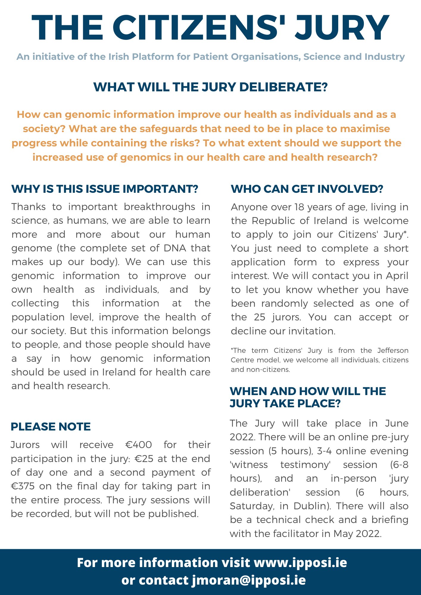 IPPOSI on Twitter: "Interested in the IPPOSI Citizens' Jury on Genomics?  Here is some important information about the project.  https://t.co/d99GA9aZ8G #CitizensJury #IPPOSI #genomics #genomicinformation  #healthinformation #publicinvolvement ...