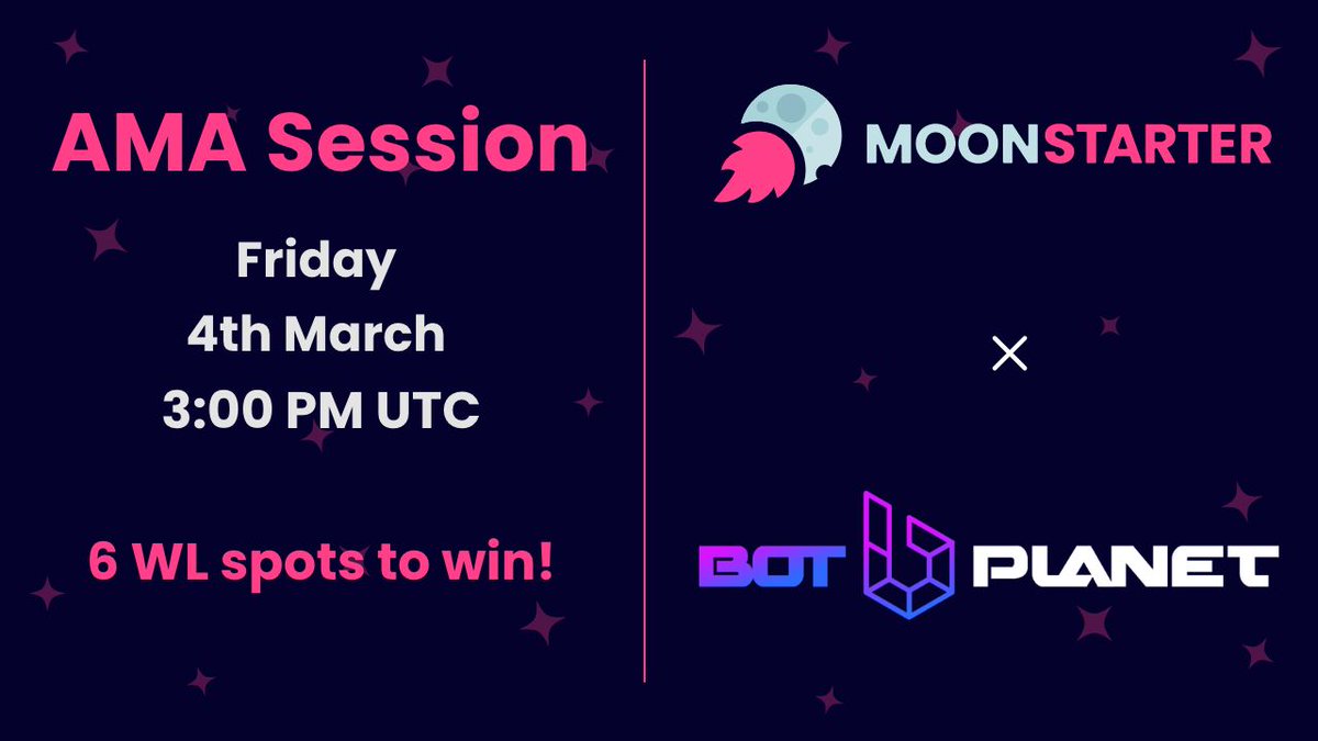 🏆During the AMA session, you will get the chance to earn 6 WL spots with the same allocation as for Competition Path. 
 
- The 3 best questions asked during the AMA session in telegram 
 
- The 3 best questions which will be asked under the tweet
