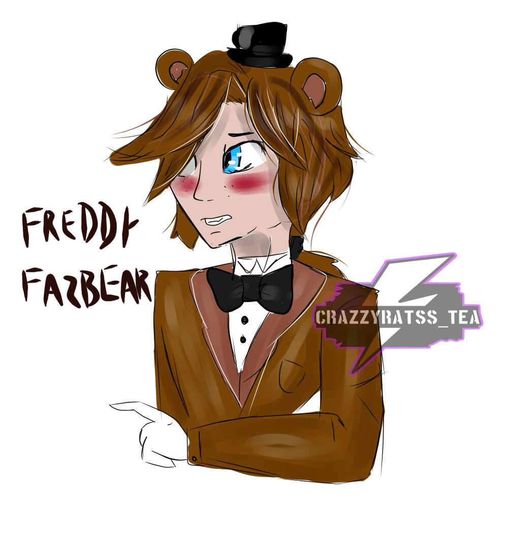 Freddy fazbear from fnaf illustrated as anime boy