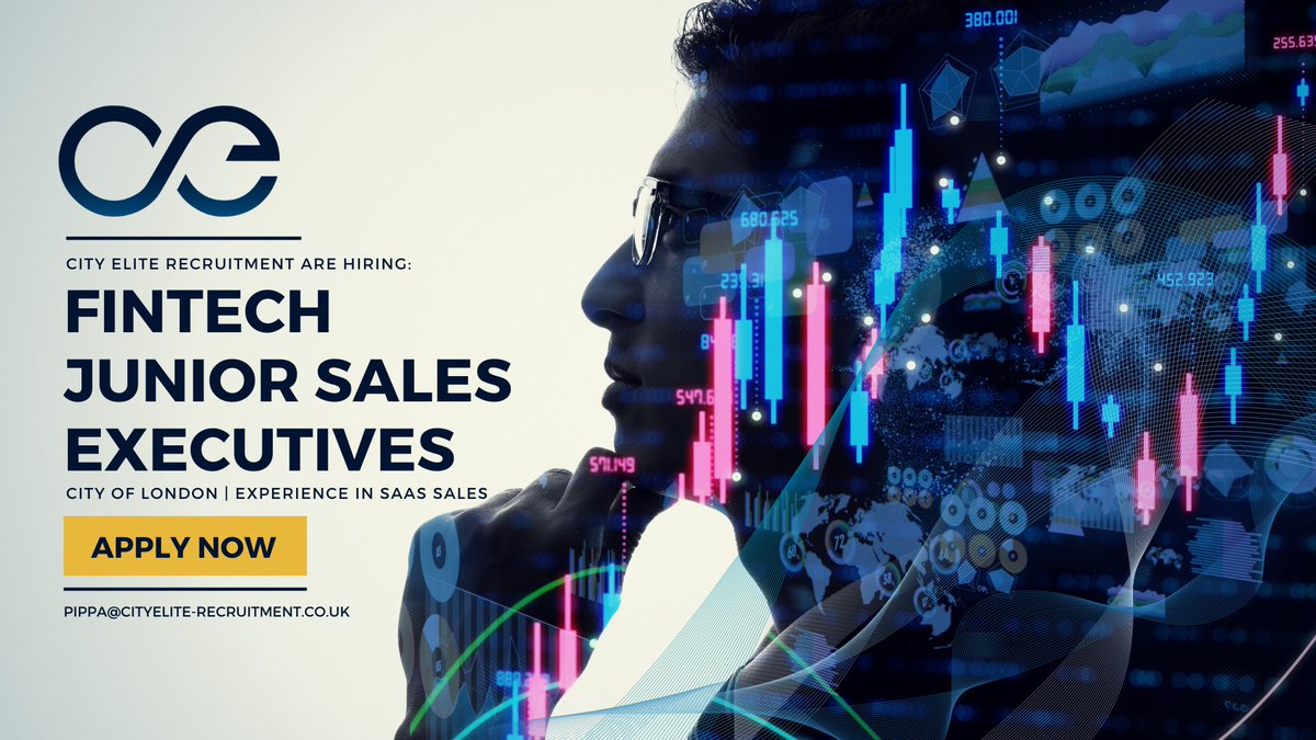 CityEliteRec's tweet photo. We're working with a global FinTech in the City of London who are looking to bring on a number of Junior Sales Associates to join their sales team. This is a hybrid working role with 3 days in the London Offices, and a starting salary of £45k per annum.

#fintech #fintechsales https://t.co/aviC24xBKd