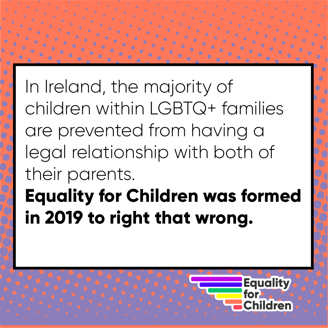 equalchildren's tweet photo. 🔠E is for #EqualityforChildren 🌈👪

In Ireland 🇮🇪 the majority of children in LGBTQ+ families are prevented from having a legal relationship with both of their parents.

Equality for Children was formed in 2019 to right that wrong.

More👇
https://t.co/EGhbKhyEZN
#stillnotequal https://t.co/JfUDHzEMdu