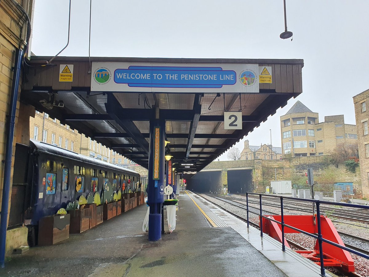 JamesTGlossop's tweet image. Platform 2 at Huddersfield Station only used for the Penistone Line to Sheffield. Even found 144001 next to the platform. Not seen a pacer train in absolute ages. 😀😍 (02/03/2022) #Huddersfield #Pacer #Class144 @JedKendray @tomaza2 @Nami_husky @jrailadventures