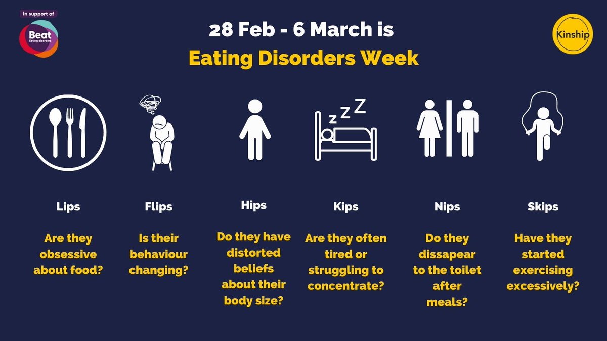 kinshipcharity's tweet photo. 🎗️ This week 28 Feb - 6 March is #EatingDisordersWeek. Eating disorders are devastating #mentalillnesses that affect 1 in 50 people in the UK.
#EDAW2022
❗ Below you can find support for #KinshipCarers and #KinshipFamilies from @eatingback (BEAT) 👇 https://t.co/1rzwE3upLh
