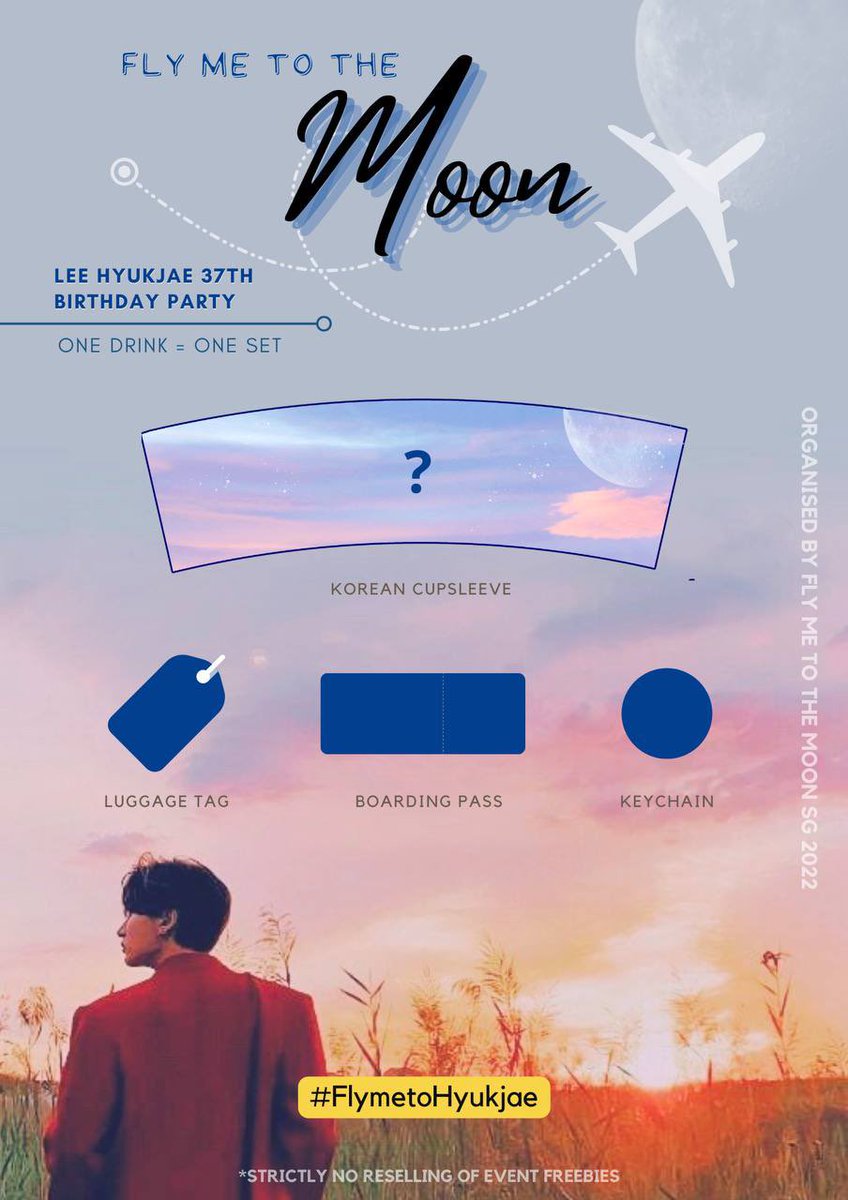 flymetohyukjae's tweet photo. Fly Me to the Moon 🌙

Hyukjae's 37th Birthday Cafe Event 

We are about to take off! ✈️

🌕 2 - 3 April 2022
🌕 +82 Cafe @ Rendezvous Gallery

More details in poster below! 
Pack your luggages, we are going on a trip! 

#FlyMeToHyukjae #TravelWithHyukjae #슈퍼주니어 #이혁재 https://t.co/BvXIXo79X9