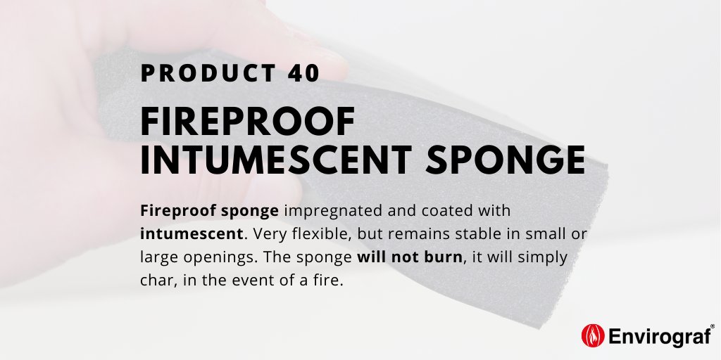 Envirograf_UK's tweet photo. Our #fireproof #intumescent coated sponge provides an extremely effective fire-stopping barrier. In the event of a fire, the intumscent will expand creating a #firebarrier. Available in sheets or strips from 10mm to 100mm thick. 🧽🔥
Head to the link in our bio to order online 😀 https://t.co/GZlMzBB6wr
