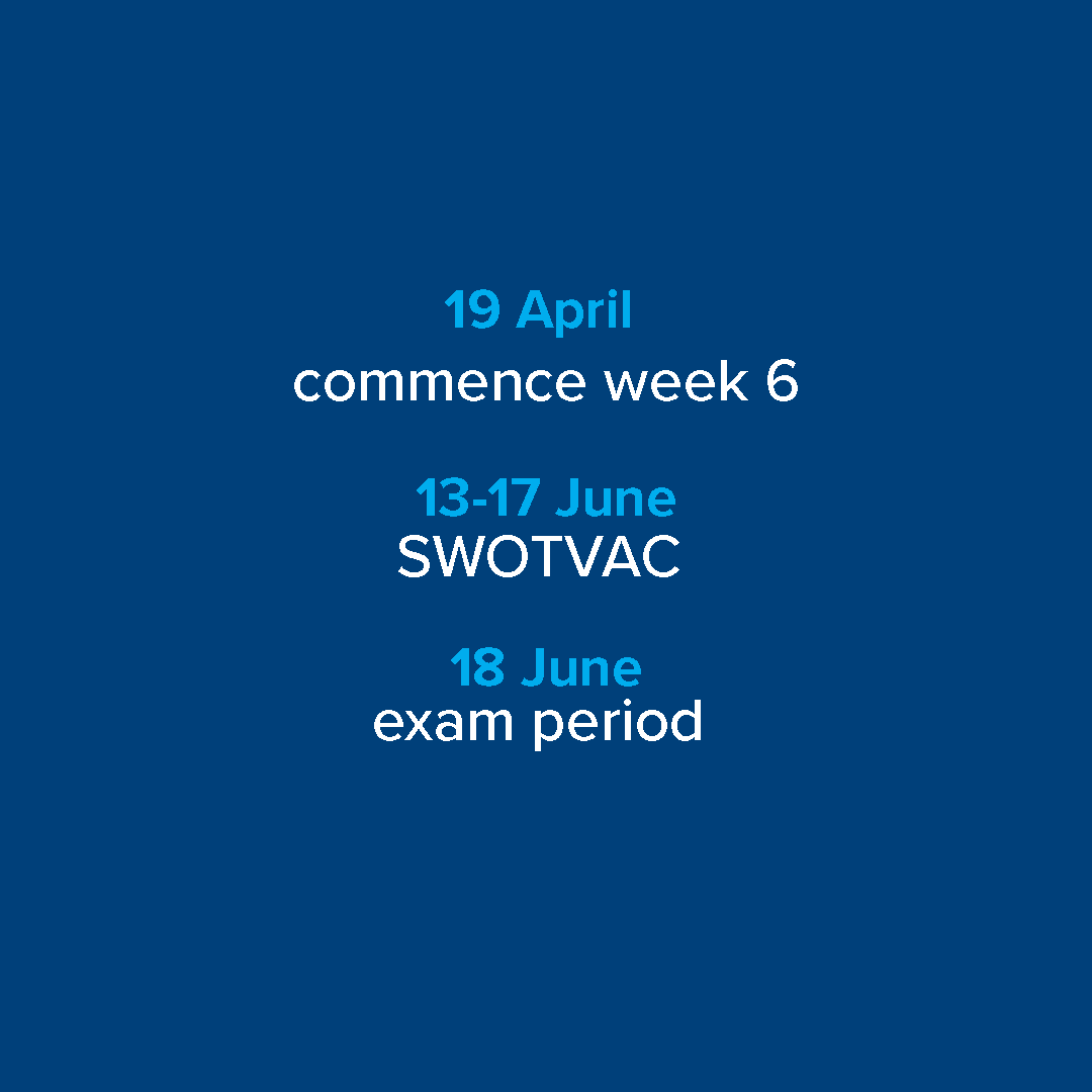 QUT's tweet photo. 𝗖𝗵𝗮𝗻𝗴𝗲𝘀 𝘁𝗼 𝗦𝗲𝗺𝗲𝘀𝘁𝗲𝗿 𝟭 𝗮𝗰𝗮𝗱𝗲𝗺𝗶𝗰 𝗰𝗮𝗹𝗲𝗻𝗱𝗮𝗿
Semester 1, Week 1 commences on 7 March
Census date is now on 1 April (Week 4)
Mid semester break commences on 11 April
Semester 1, Week 6 commences on 19 April
Semester 1 Exam period commences from 18 June https://t.co/ZuLFF6KVNT