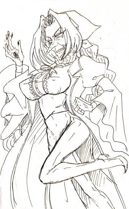 【落書き/三次創作】
霞空さん(@13shiney)のにょたパンタローネがド性癖どストライクすぎていつの間にか描いてました。巨乳BBAのスリットハイウェストのストッキングとかエロすぎる… 