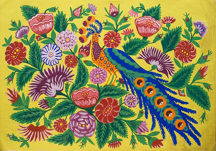 Bird, 1962 by Maria Prymachenko, a Ukrainian folk art painter, who worked in the naïve art style #WomensArt