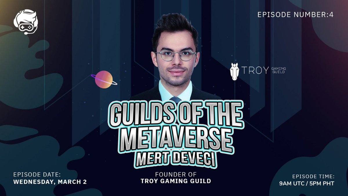 blockchainspc's tweet photo. โก๏ธ #GUILDradio presents #GuildsOfTheMetaverse โ
๐จ 1 hr 'til we go LIVE with Mert Deveci of @troyguild!๐๐ฎ
๐ Set a reminder here: https://t.co/Tdnd5sNjys
#GOTM: Every week, a different #PlayToEarn $GUILD.
๐น๐ท Turkey, sound off below!โฌ
#BlockchainSpace #Gaming #Podcast #P2E https://t.co/5pOA4PeNSE