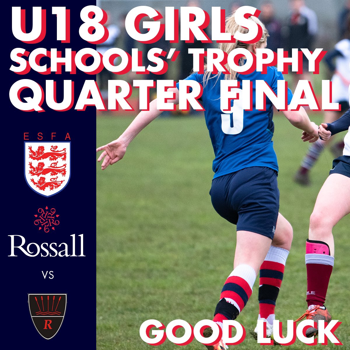 Good luck to our U18 Girls who take on Redborne Upper School in the <a href="/schoolsfootball/">English Schools' Football Association</a> Quarter Final this afternoon.