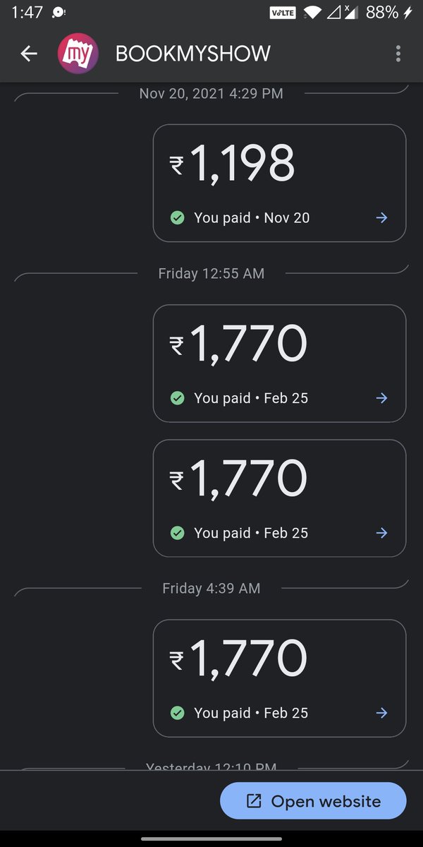 Angels_Heart27's tweet photo. @bookmyshow Worst app experience,service EVER. You'll have chareged me 3 times for same seats, money was deducted from my account,still no refund is made,its been 5 days.Kindly request to expedite the refund. You'll owe me 3540 rs @KotakBankLtd #bookmyshow #GangubaiKathiawadi https://t.co/pSUsMM3sHJ