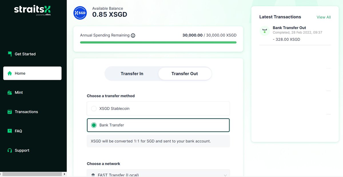 Aramisblue's tweet photo. To all Sinkies wanting to cash out via Xfers. Good news, I just tried out converting some of my USDC to $XSGD and later on transfer $XSGD to DBS. It works, didn't check the clock but funds came in after my jog 😄👨‍🚀
This way of withdrawal also does not affect annual spend limit. https://t.co/nW4fevsAog