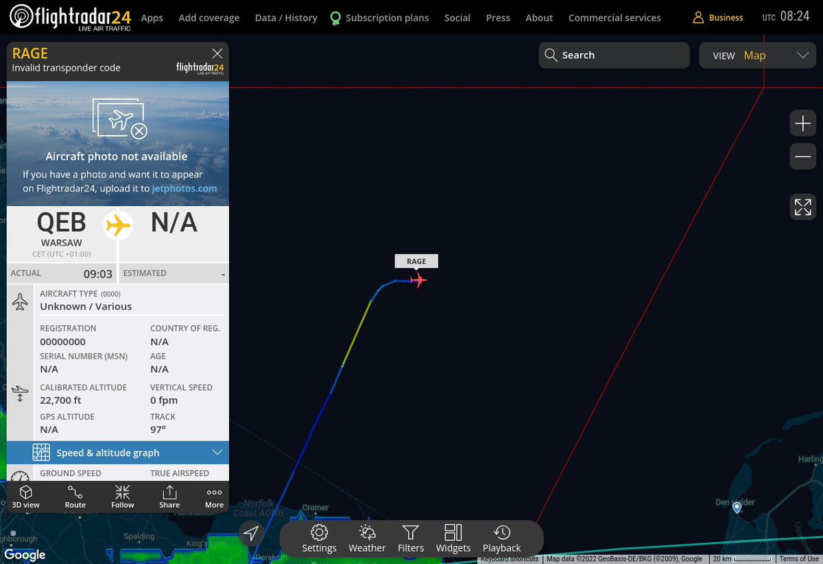 Radar_Assistant's tweet image. MULTI FR24 VERTICAL MANOEUVRING ALERT : At time Wed Mar  2 08:23:22 2022 #SPRAM was  manoeuvering vertically (altchange=4700ft, altdeltas=43550ft),  
 near unknown - geo locator service failed #AvGeek #ADSB flightradar24.com/SPRAM/2afe4253