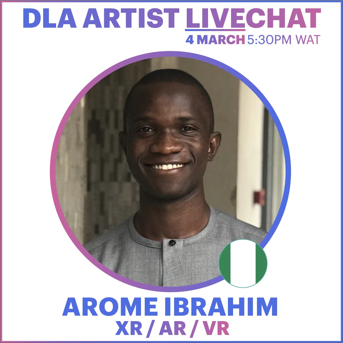 DigiLabAfrica's tweet photo. Catch #DLA21 #XR #AR #VR winner @aromeibrahim_ talking about our #DLA22 A/B opportunity 
Friday 5:30pm WAT / 6:30pm SAST / 7:30pm EAT
on our #insta https://t.co/CQ5jrNdUGX
Find out more about the call here: https://t.co/FbVAShPQMy https://t.co/UDN2qVYMbb