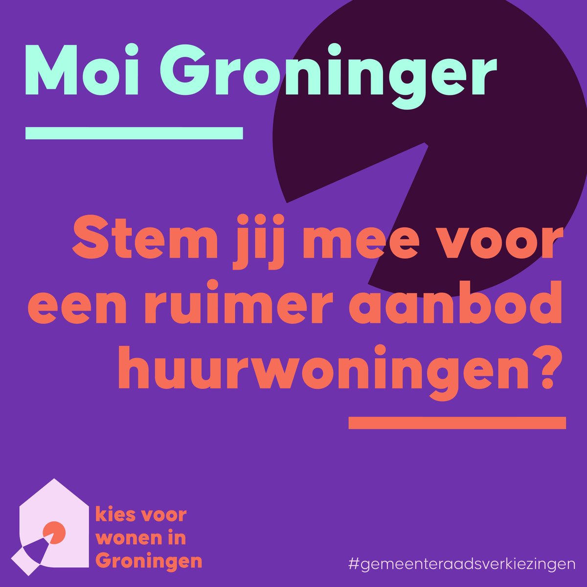 Een fijn thuis is belangrijk! De gemeentelijke politiek bepaalt hoe wij als Groningers wonen. Denk daarom bij je keuze voor een partij ook aan jouw woontoekomst. Ga stemmen en kies voor wonen in Groningen. 
#gemeenteraadsverkiezingen