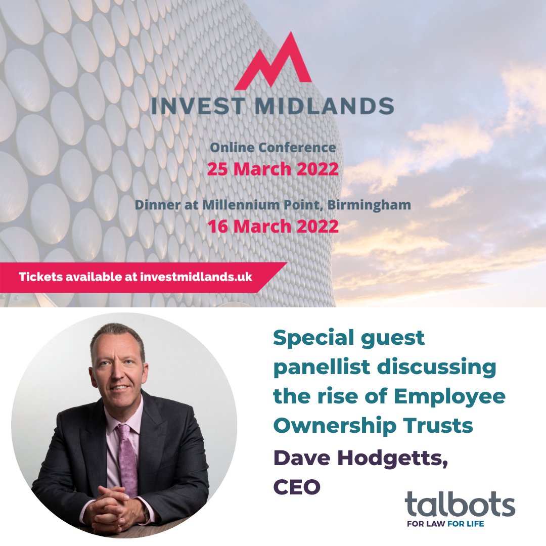 This month, Dave Hodgetts (our CEO) will be speaking as part of the #InvestMidlands conference, exploring the rise of Employee Ownership Trusts and the benefits it creates for employers and employees. Get your tickets at: thebusinessdesk.com/westmidlands/e… <a href="/InvestMidlands/">Invest Midlands</a> <a href="/businessdeskwm/">TheBusinessDesk WM</a>