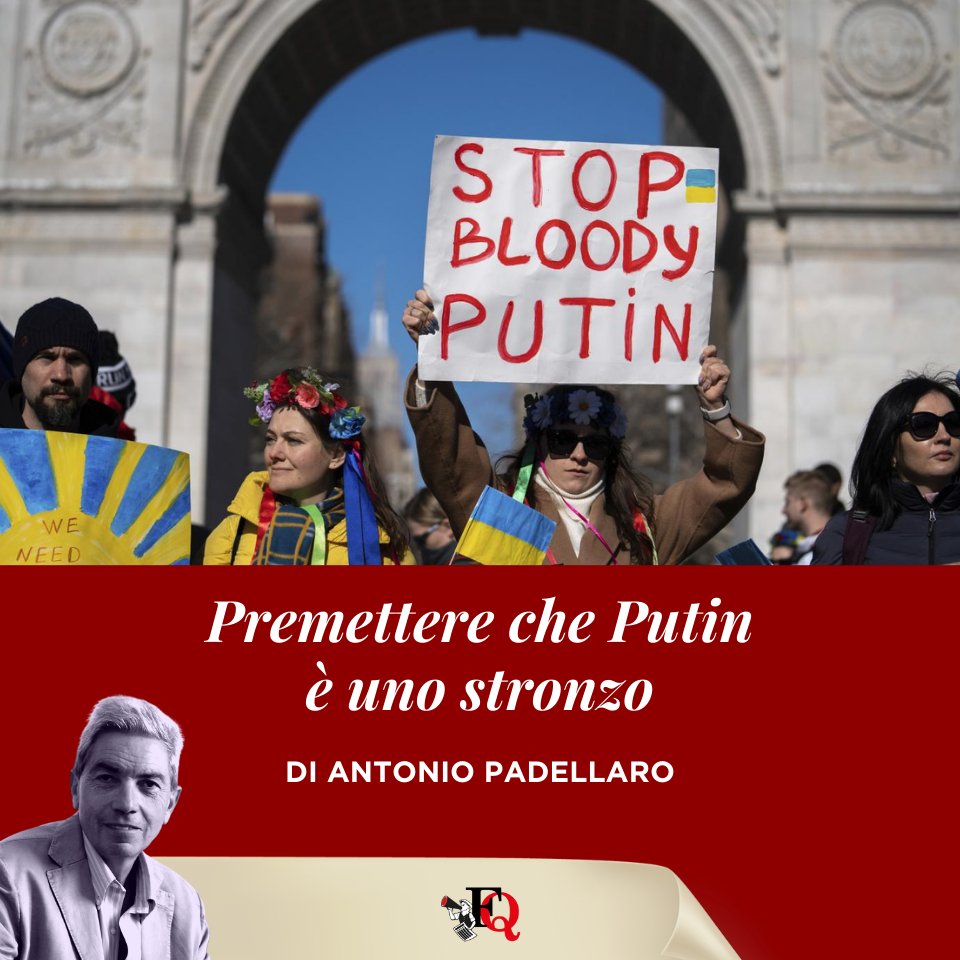 a_padellaro's tweet photo. DIRE CHE PUTIN È STRONZO
Solo dopo aver premesso, e senza equivoci di sorta, che Putin è un criminale si potrà argomentare la non totale condivisione rispetto alle scelte... 🗞 https://t.co/iNWvl1mIRm https://t.co/pPdmAXlWIQ