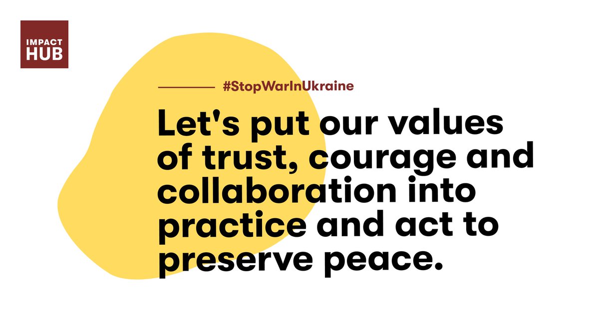 #ImpactHub è stato fondato con la missione di lavorare insieme per trovare soluzioni alle sfide globali più difficili. Soluzioni basate su fiducia, coraggio e collaborazione. È ora di mostrare al mondo come funzionano i nostri valori.

#StopWarInUkraine