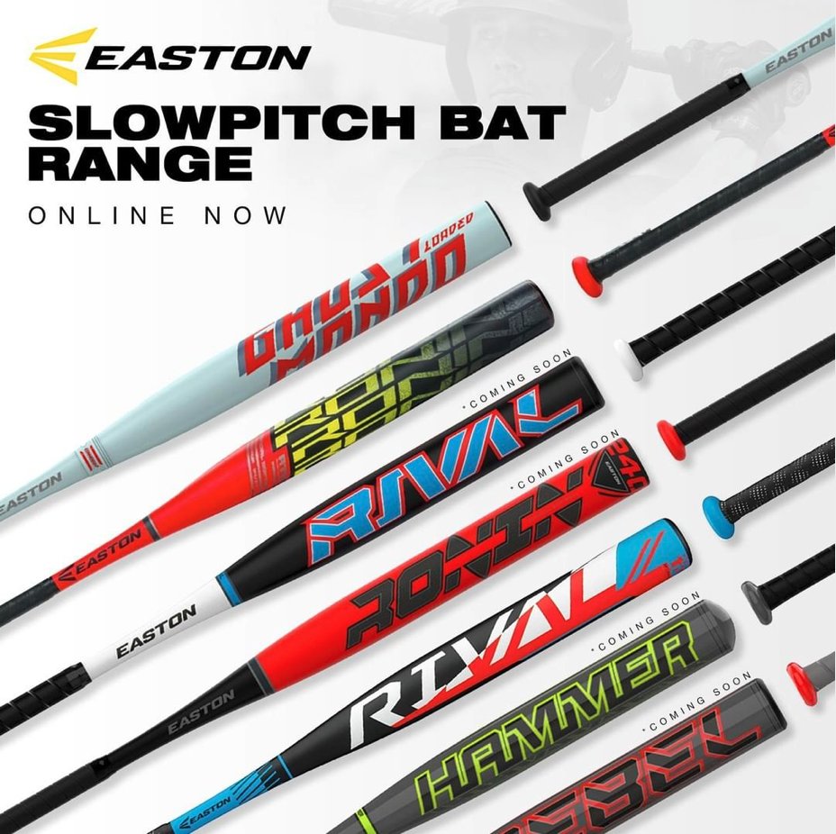 Easton slowpitch bats ⚾️ 

Check out our range of Easton bats 🔥 
Keep your eyes peeled for some new arrivals coming very soon 👀