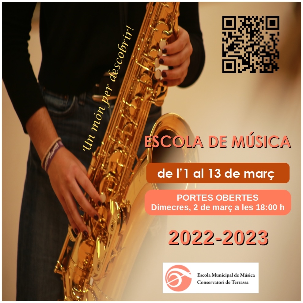 De l'1 al 13 de març s'obre la preinscripció a l'Escola Municipal de Música.  Tallers per petits des de 4 anys fins adults, música tradicional, clàssica, moderna i jazz.Un món per descobrir! 
 #música #educació #cultura #Terrassa
