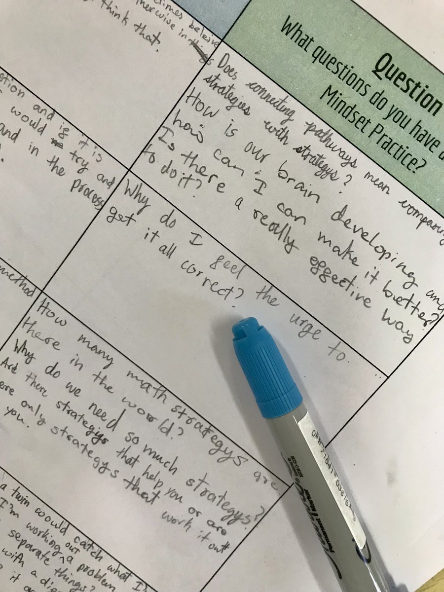 Use of #maths #mindset self #assessment adapted from @joboaler & @youcubed (thank you- valuable tool!), combined w @ProjectZeroHGSE routine for further depth. Nxt step- setting maths mindset AND maths understanding/content goal. Interesting insight from questions about mindset!