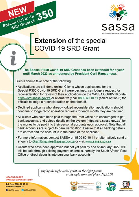 South African Government on X: &ldquo;The special COVID-19 SRD grant 