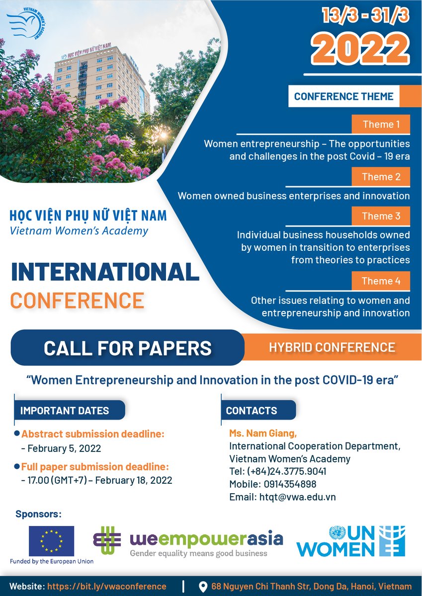 GlocalityWhc's tweet photo. Check out this interesting event organised by one of our editorial board members at the Vietnam Women’s Academy!
#glocality #vietnam #entrepreneurship #VWA #research #undergraduate #women https://t.co/L7KcSIgUeo