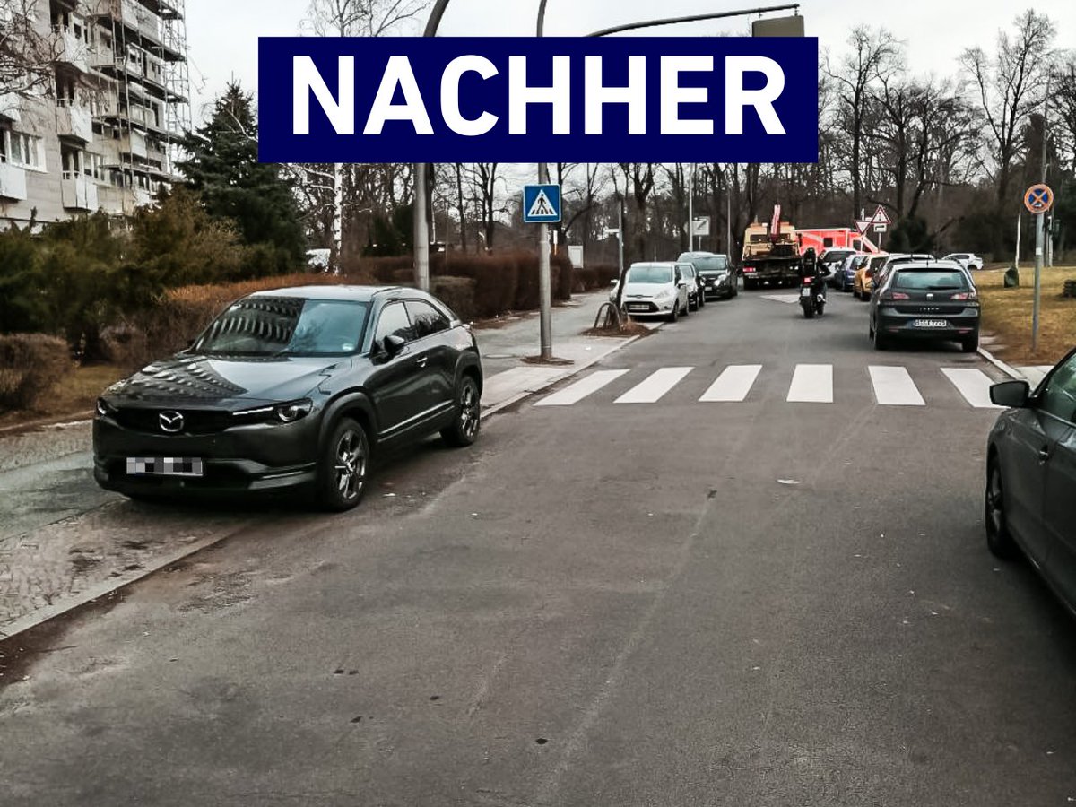 Falschparker steht auf seinem neuen Parkplatz