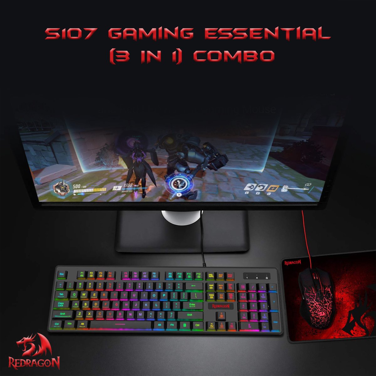 IndiaRedragon's tweet photo. What's your favourite keyboard, Mouse and Mousepad combo? ⌨️
The ERGONOMIC gaming mouse, the DYAUS PRO &amp; PISCES  gaming keyboard and Mousepad make a fire team, if we do say so ourselves 😜
Get your now: https://t.co/DbD1JJK7Tj
#redragonindia #gamingsetup #gamers #gamingkeyboard https://t.co/fLc33dzydi