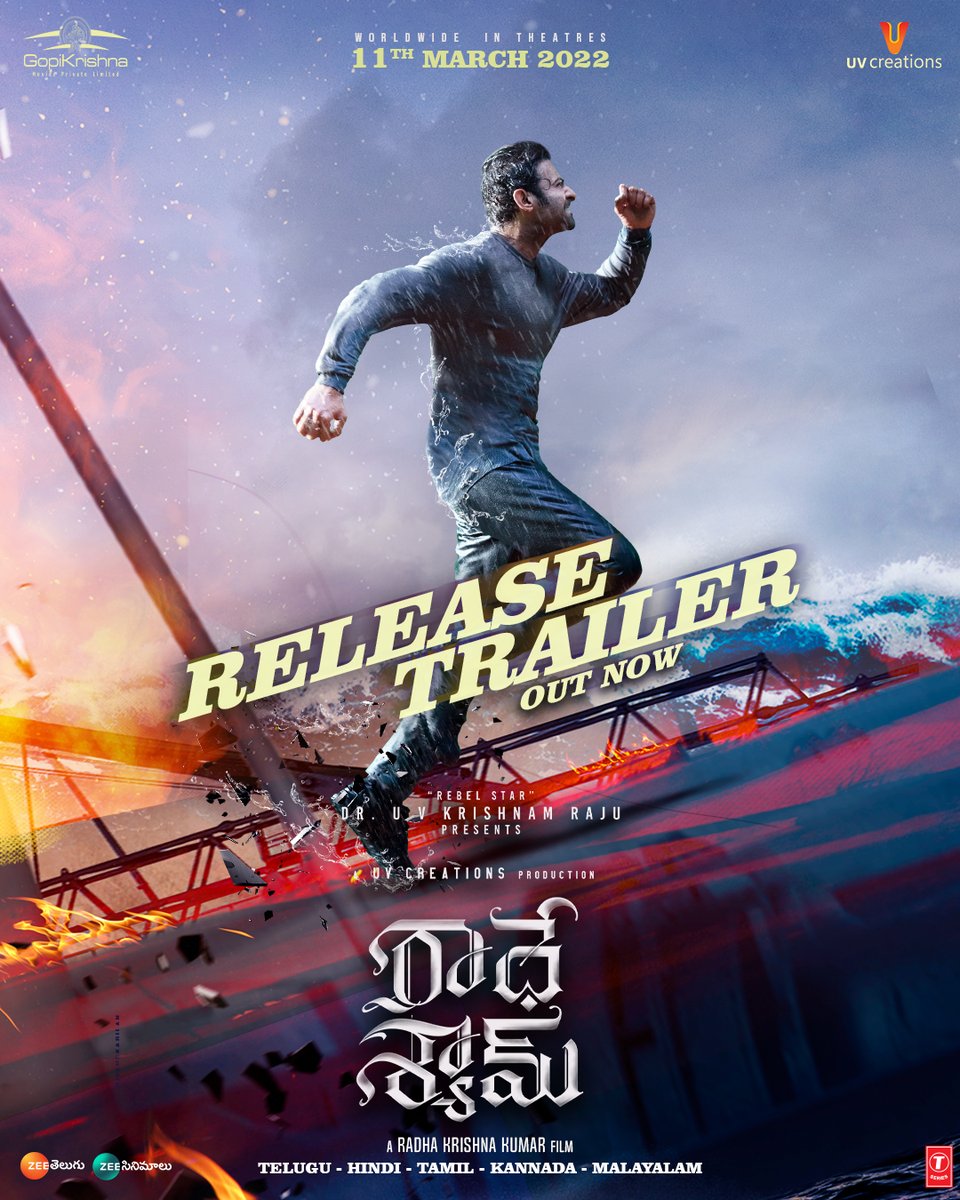 UV_Creations's tweet photo. Love. Destiny. Action. Presenting the curtain raiser video of #RadheShyam. 💕
#RadheShyamReleaseTrailer 

Telugu: https://t.co/GtqETZ0LEU
Hindi: https://t.co/ZbEim6I4hB
Tamil: https://t.co/NYsfK0rF2F
Kannada: https://t.co/oSMUUE2uBY
Malayalam: https://t.co/vwT1NpfsNJ https://t.co/YCk8oUICXJ