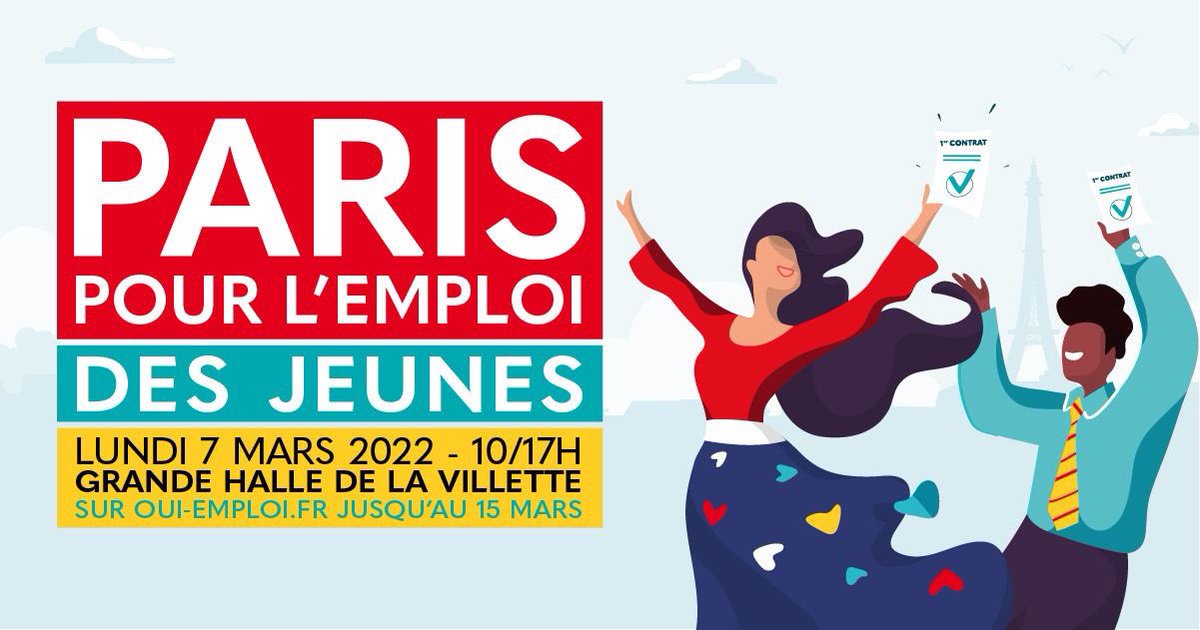 afafgabelotaud's tweet photo. 📣 Chers jeunes, rendez-vous lundi 7 mars à la Grande Halle de la Villette (19e) pour rencontrer plus de 200 recruteurs ! 

🤝 A pourvoir : offres d’#emploi, de #stage et d’#alternance à Paris.

👇Le programme du salon👇 https://t.co/MkCPlPQ4gA